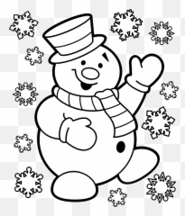 Black And White Snowman Clipart - Christmas Coloring Pages For Kids Png,Snowman Clipart Transparent Background