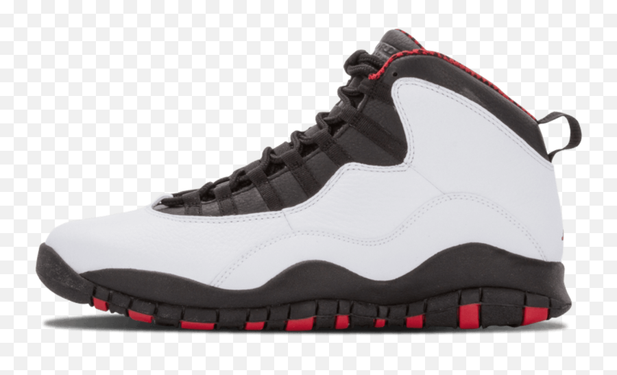 Best Air Jordan Colorways - Air Jordan 10 Retro White Red Black Png,Jordan Shoe Png