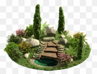Alpine Hill Scene Bushes - Environmental Art png