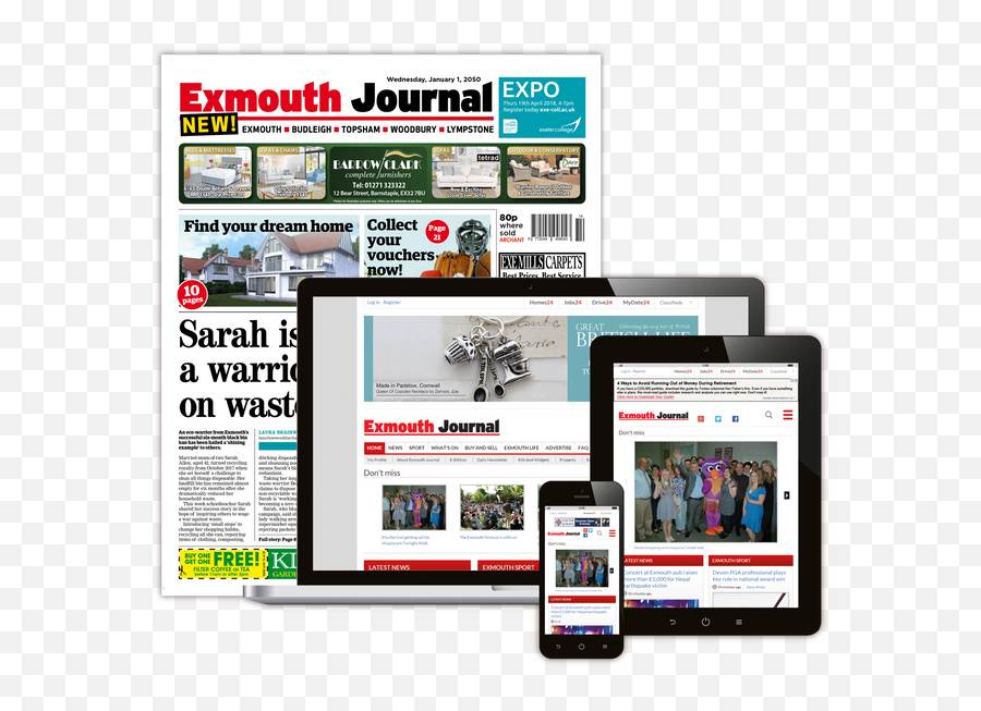 Digital And Print Advertising - Exmouth Journal Web Page Png,Newspaper Transparent