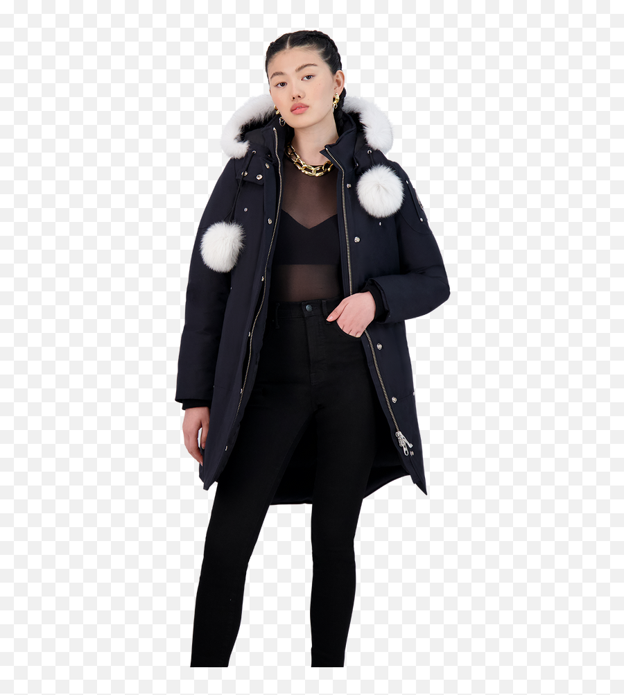 Moose Knuckles Womenu0027s Stirling Parka Navy Wnatural Fox - Fur Collar Png,Eileen Fisher Icon Cardigan