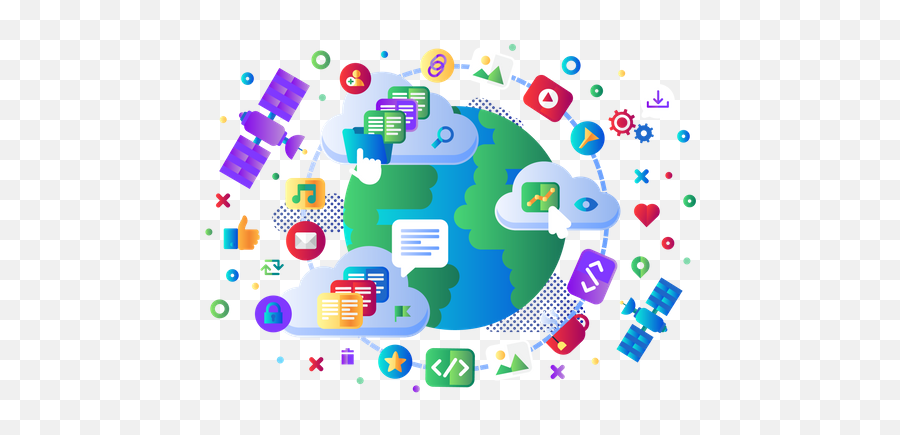 Best Premium Social Media Communication Illustration - Dot Png,Social Network Icon Psd