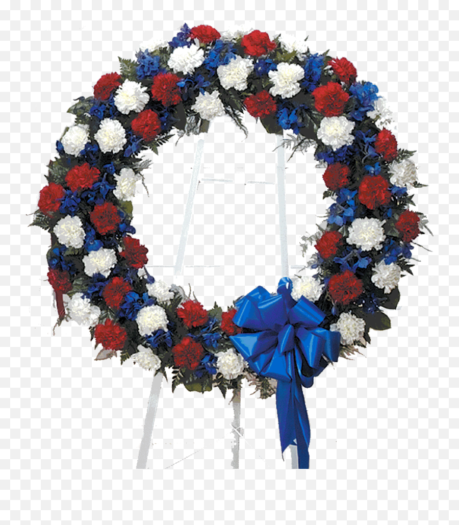 Red White U0026 Blue Standing Wreath - Red White Blue Wreath Png,Flower Wreath Png