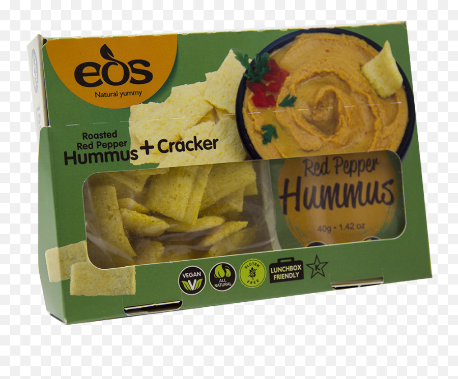 Eos Red Pepper Hummus With Cracker Full Size Png Download - Snack,Hummus Png