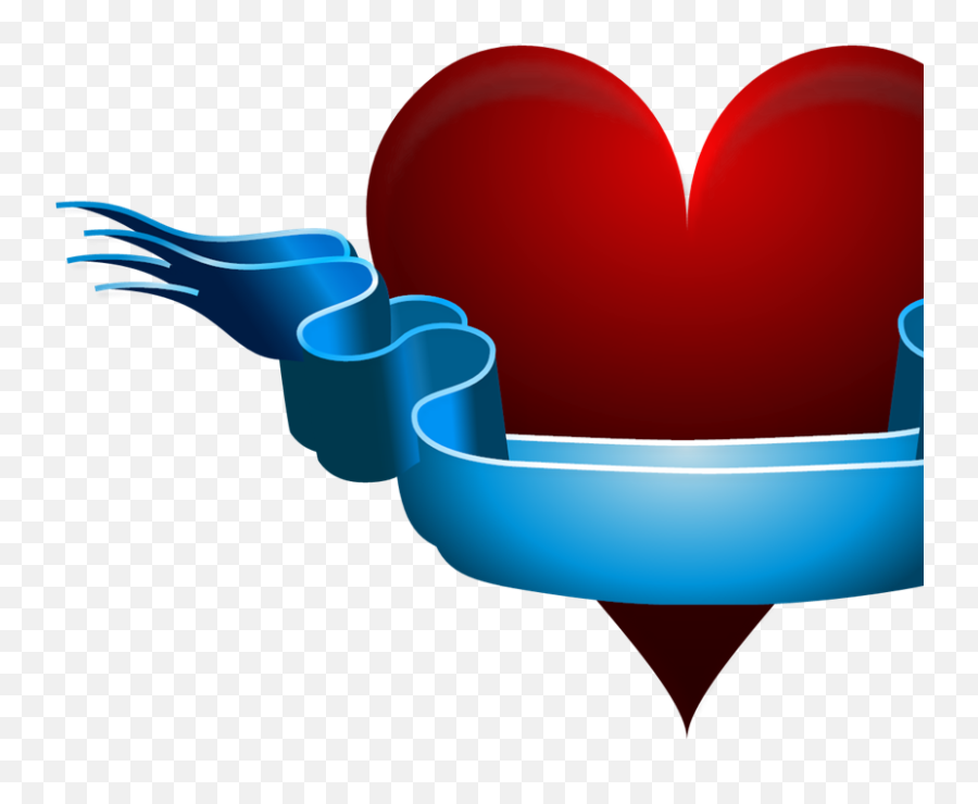 Red Heart With Blank Blue Ribbon Svg - Lovely Png,Red And Blue Ribbon Logo
