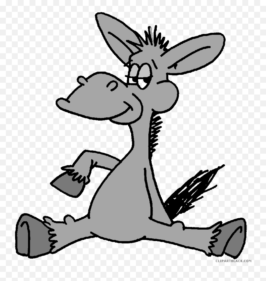 Cartoon Donkey Animal Free Black White - Cartoon Horse Sitting Down Png,Democrat Png