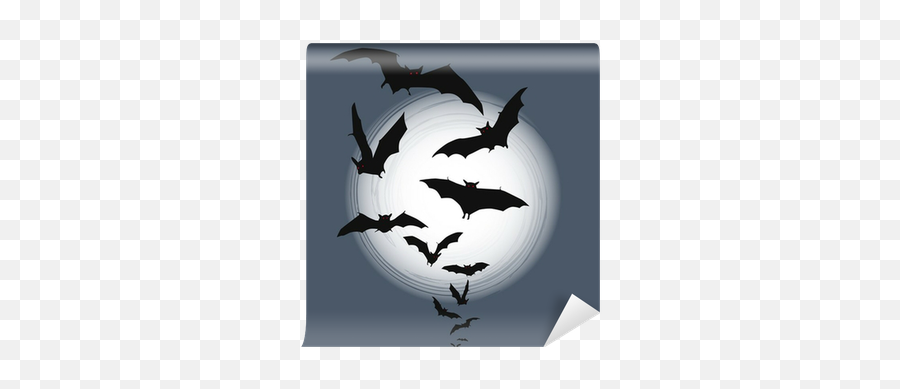 Halloween Background - Flying Bats In Full Moon Wall Mural U2022 Pixers We Live To Change Halloween Flying Bats Background Png,Halloween Moon Png