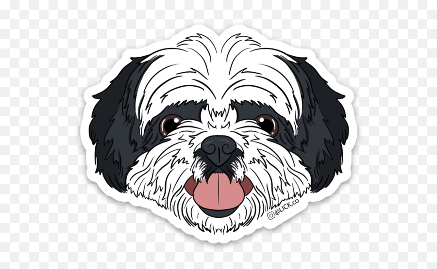 Shih Tzu - Black And White Shih Tzu Sticker Png,Shih Tzu Png