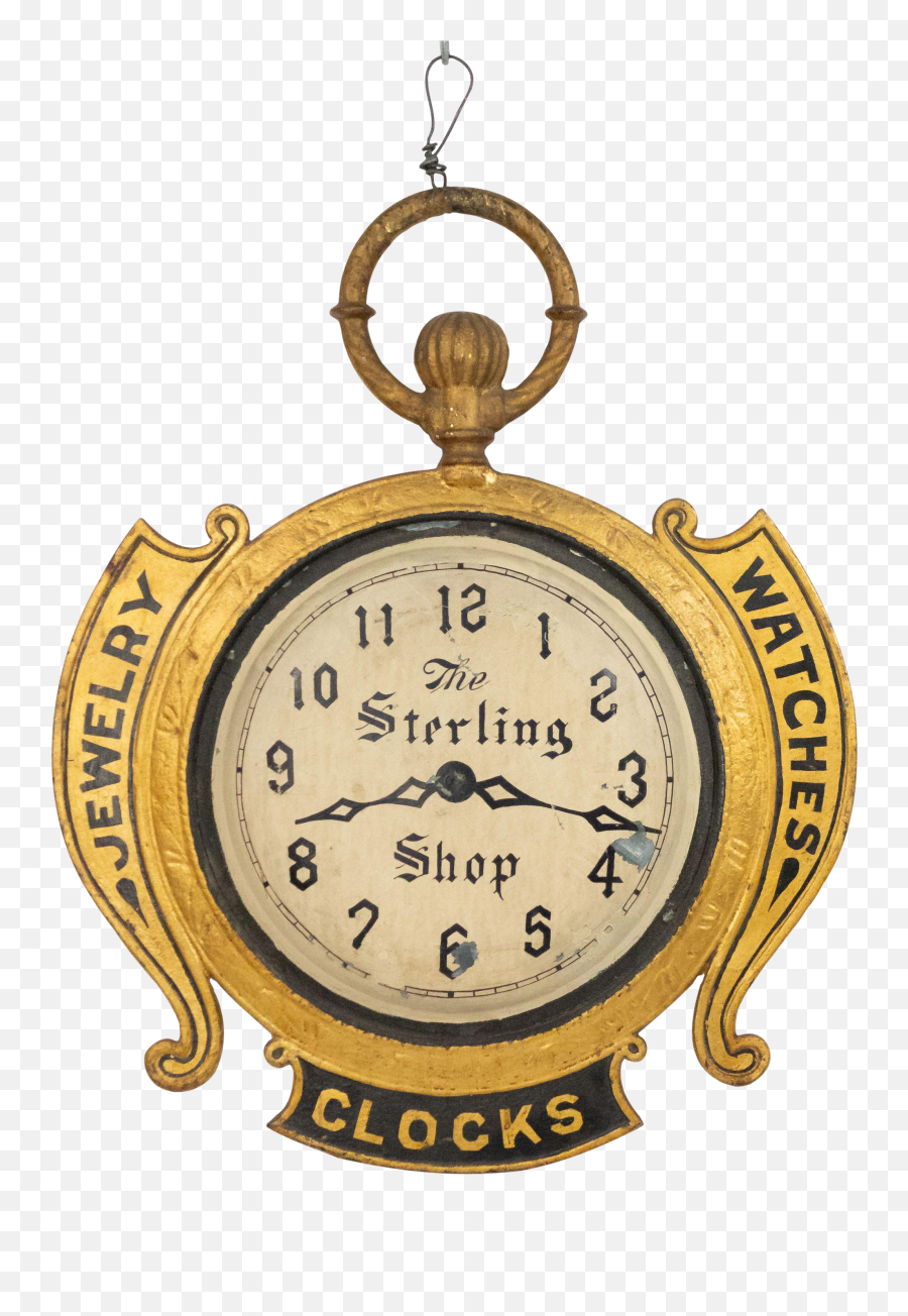 American Country Tole Gold Clock Sign - Solid Png,Gold Clock Png