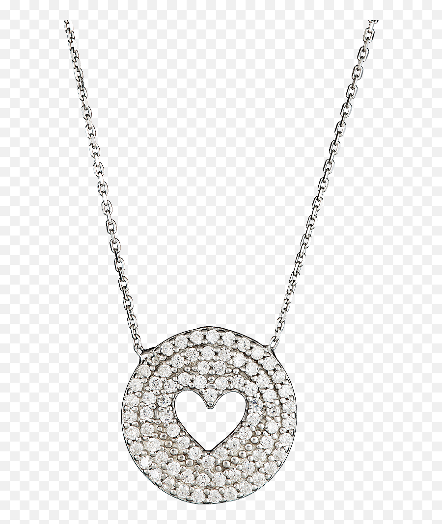 Silver Heart Round Pendant Png Image - Silver Necklace Png With Heart,Diamond Chain Png