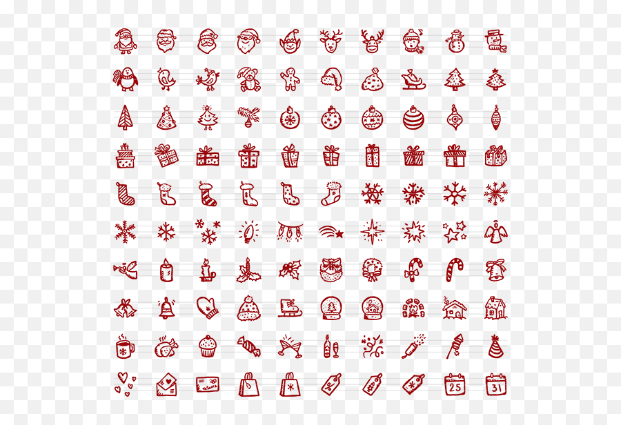 Merry Icons 100 Hand - Drawn Christmas Vector Icons On Behance Special Character Smiley Symbols Png,Christmas Vector Png