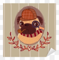 Pug - Sherlock Holmes Sticker u2022 Pixers We live to change With Cooking Hat Drawing png