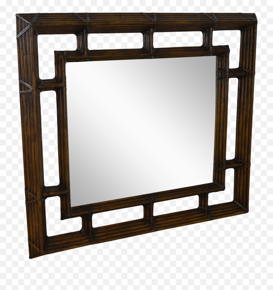 Henredon Mcguire Style Large Bamboo Frame Wall Mirror - Wood Png,Bamboo Frame Png