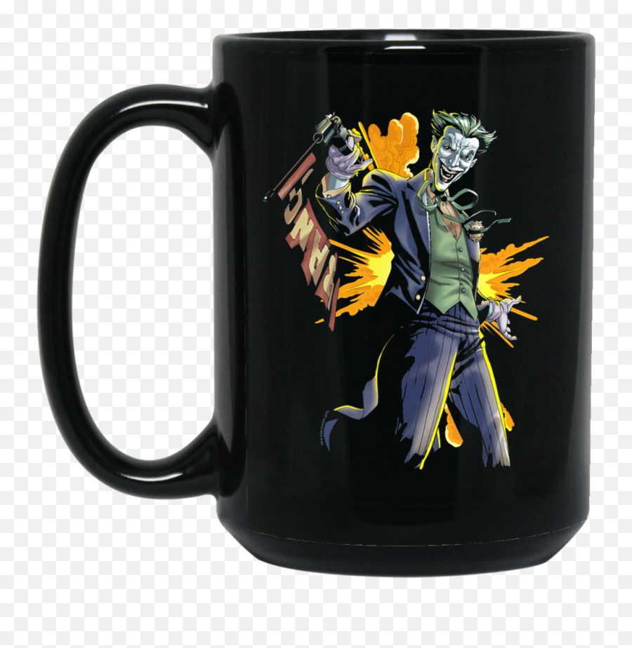 Batman Joker Bang 11oz 15oz Black Mug Dc Comics Fan Universe With Logo Slogan Saying - Best Friends Gift David Beckham Coffee Mug Buy Png,Batman Joker Logo
