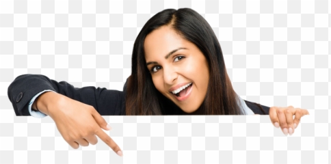 Download Hd Young Business Woman - Woman Pointing Down Png,Excited Png