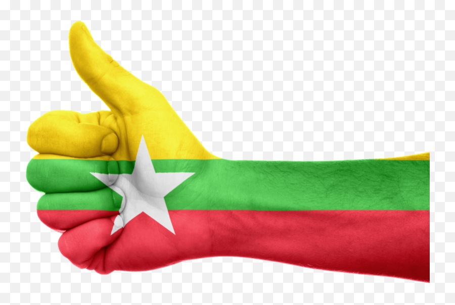 A Thumbs Up Sign Resembling The Facebook U0027likeu0027 Icon - Burma Myanmar Flag Png,Facebook Thumbs Up Png
