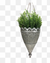 Galvanized Hanging Planter - Flowerpot Png,Planter Png