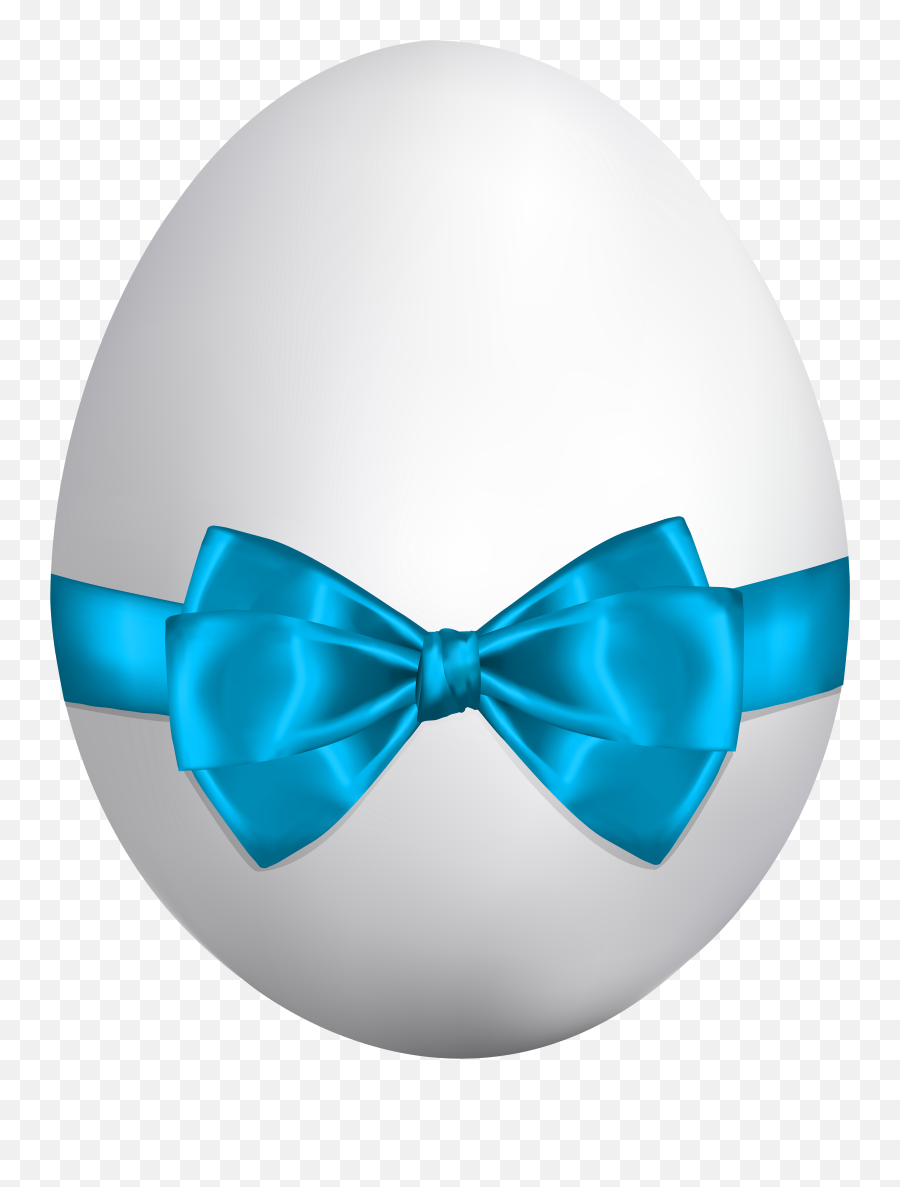 Download Hd White Easter Egg With Blue Bow Png Clip Art - Easter Egg,Blue Bow Png