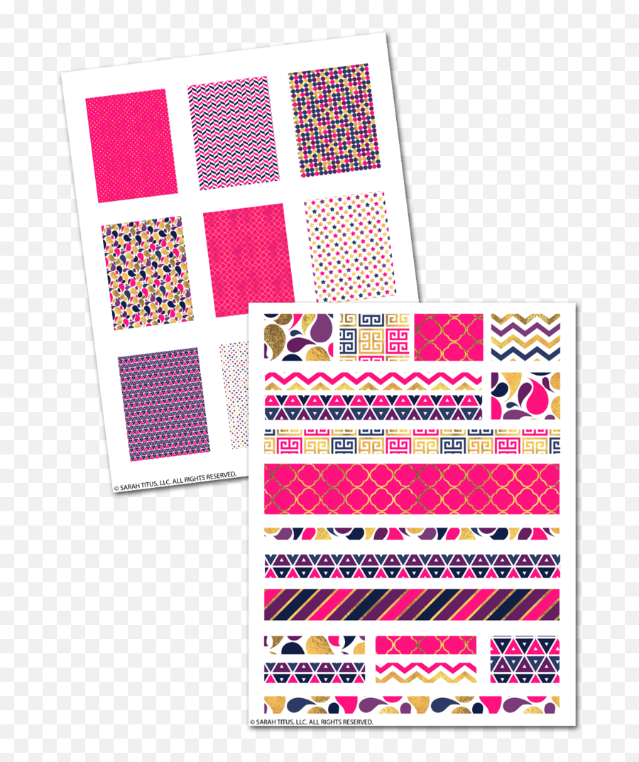 Pink U0026 Gold Glam Planner Stickers Washi Tape Ribbons And More - Horizontal Png,Washi Tape Png