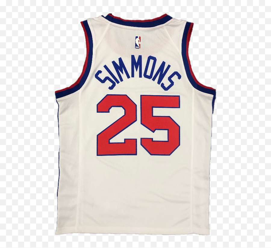 Simmons 25 Philadelphia 76ers Swingman White Nba Jersey By - Sleeveless Png,Icon Vest Size Chart