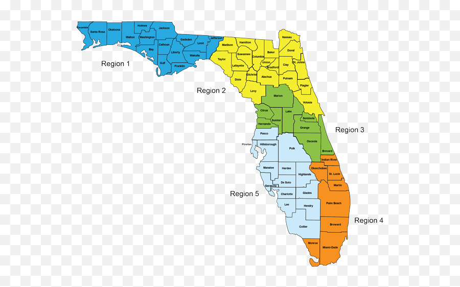 Download Hd Putnam County Florida Map - Florida Counties By Region Png,Florida Map Png