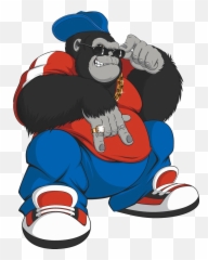 Gorilla Cool Cartoon Illustration Ape - Cartoon Gorilla With Hat Png,Gorilla Cartoon Png