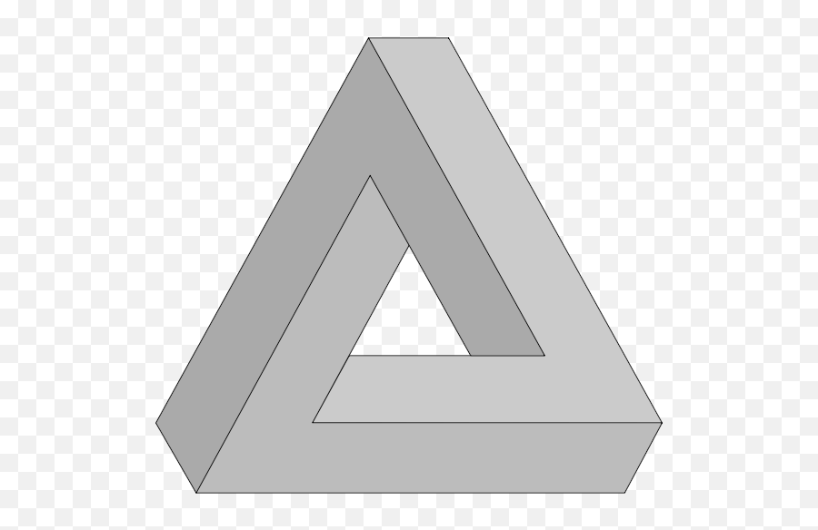 Grayscale Impossible Triangle - Triangle Illusion Png,Triangle Vector Png
