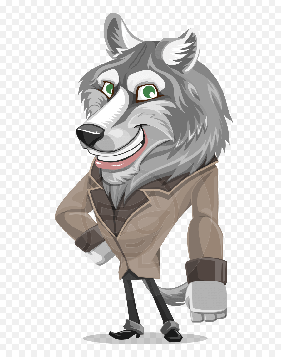 Download Hd Wolf Cartoon Character In Business Clothes - Cartoon Png,Wolf Cartoon Png