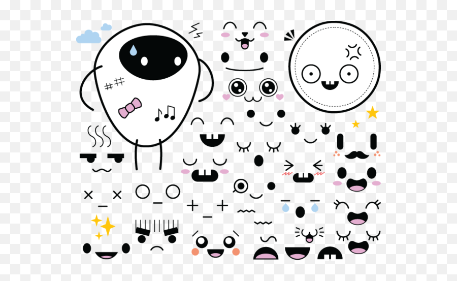700 Cartoon Funny Faces - Cute Japanese Drawing Style Png,Funny Face Transparent