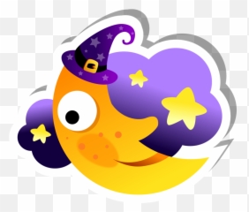 Crescent Moon And Cloud Sticker - Full Size PNG Portable Network Graphics