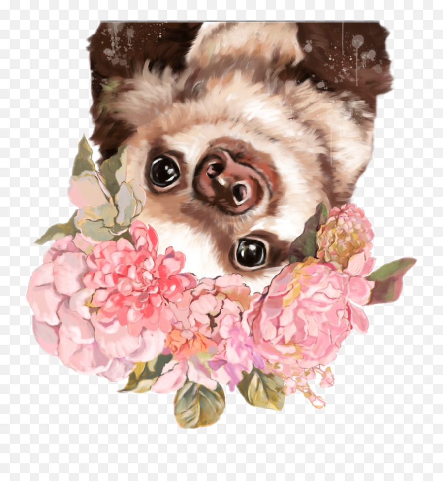 Sloth Sloths Flowers Slothlife Ftestickers - Sloth With Flower Crown Png,Sloth Transparent Background