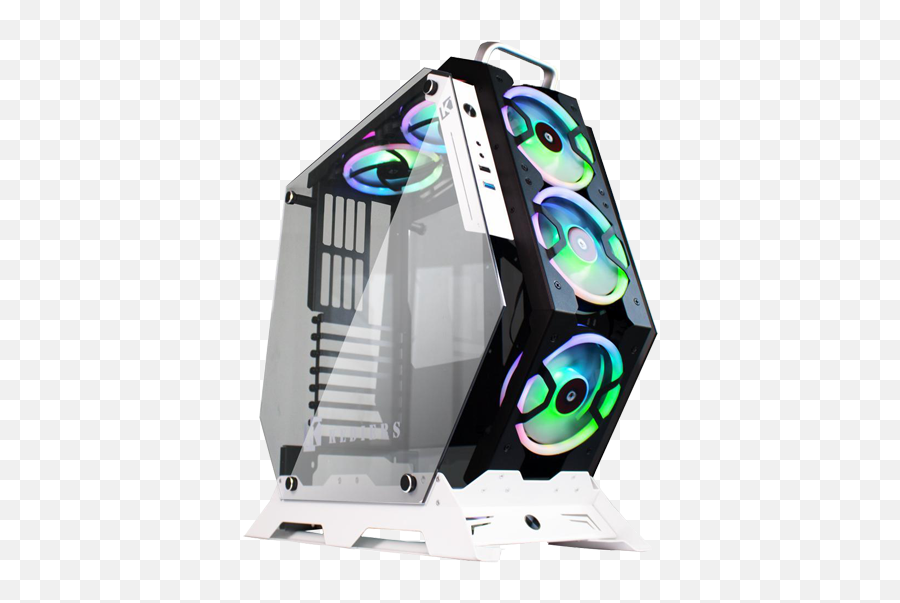 Kediers Atx Open Frame Panoramic Viewing Gaming Computer Case Pc Mid Tower With 2 Tempered Glass And 5 Rgb Fans - Kediers Atx Open Frame Png,Transparent Computer Case