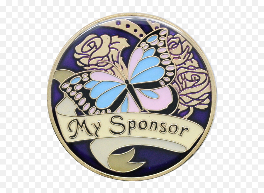 My Sponsor With Butterfly Inspirational Recovery Coin Aa Na Al - Anon Aa Sponsor Png,Butterfly Logo Name