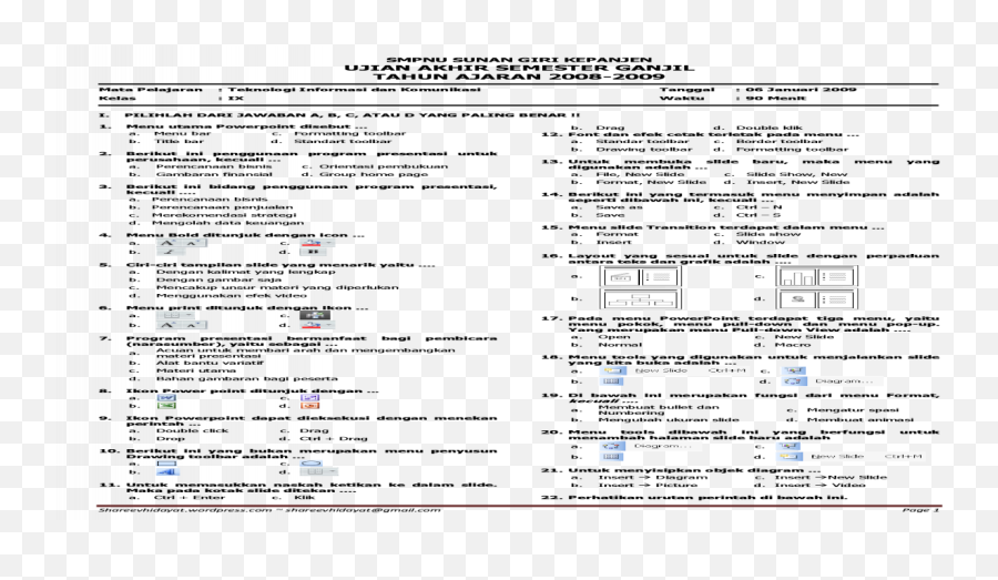 Soal Power Point - Document Png,Fungsi Icon Pada Microsoft Powerpoint 2007