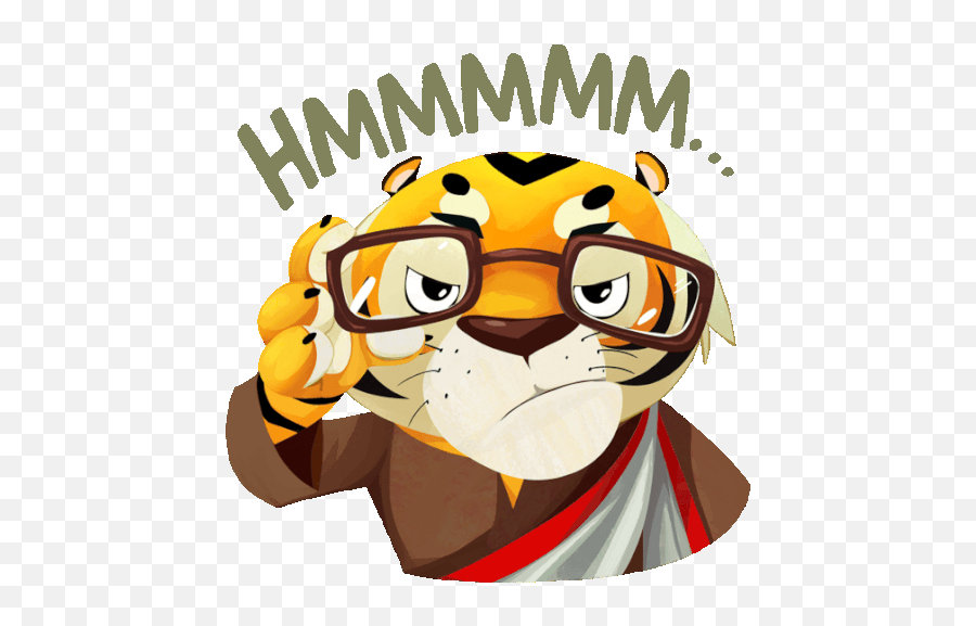 Skeptical Tiger Says Hmmmmm In Bengali Sticker - The Happy Png,Skeptic Icon