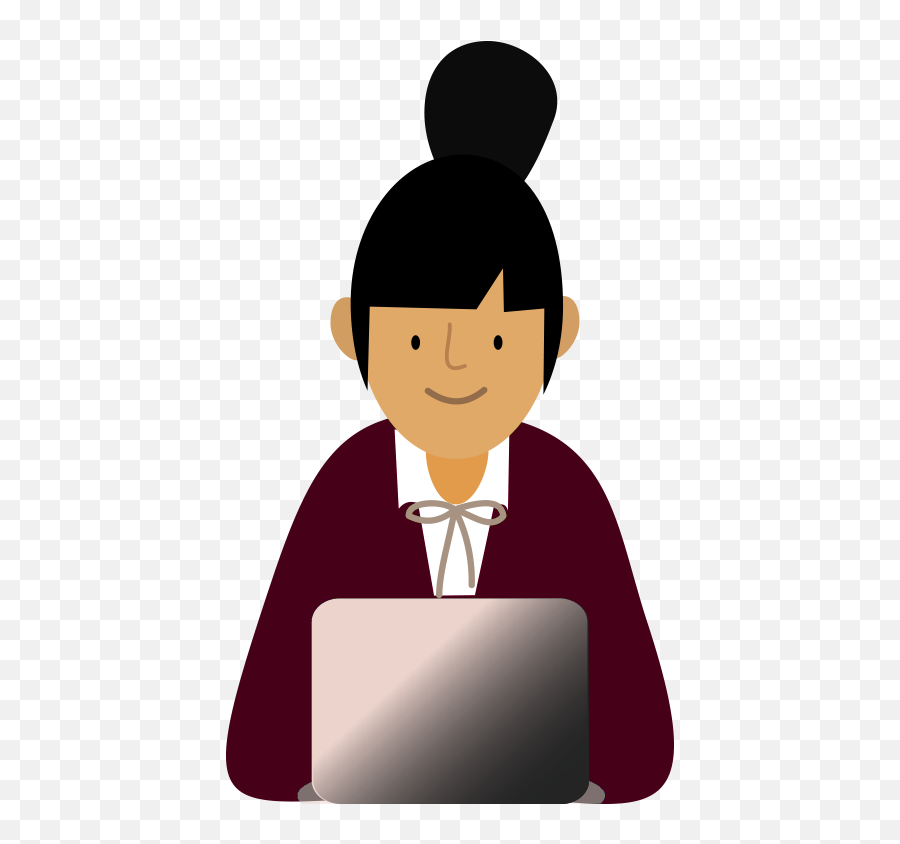 Teacher With Bun - Teacher With Laptop Cartoonize Png,Laptop Icon Circle