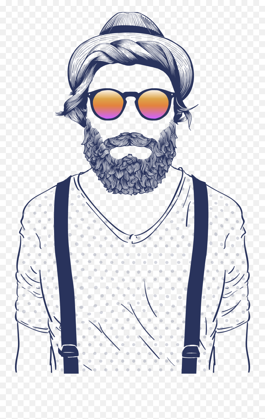 Download Photography Glasses Illustration Foreign Hipster - Bearded Men Face Hipster Character Vector Illustration Png,Hipster Glasses Png