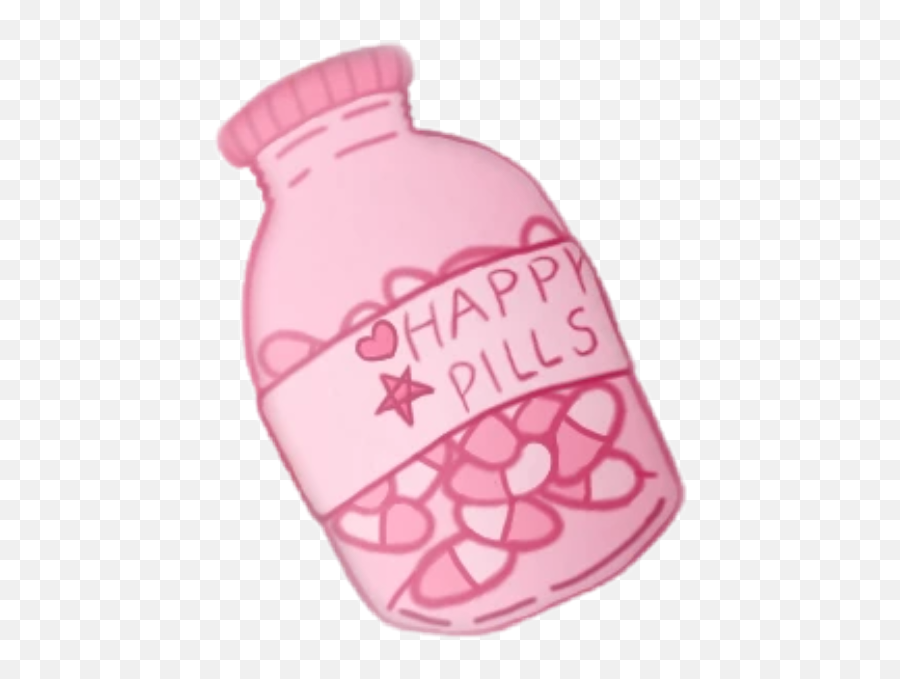 Bottle Medicines Happypills Pills Medical Pink - Happy Pills Bottle Drawing Png,Pill Bottle Transparent Background