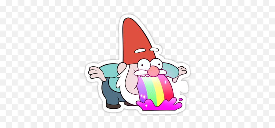 Rainbow Vomiting Gnomeu0027 Sticker By Themysteryshack Cute - Gravity Falls Stickers Png,Gnome Transparent