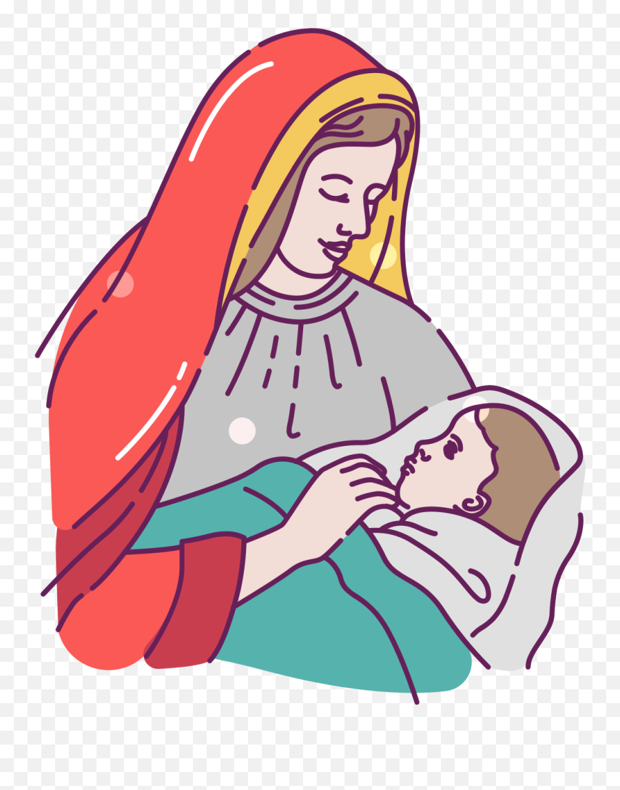 Mary With Baby Jesus Clip Art Free U2013 Christmas Hq - Mary And Baby Jesus Clipart Png,Jesus Clipart Png
