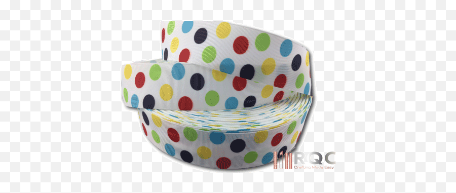 Red Blue Yellow And Green Polka Dot Grosgrain Ribbon Rqc - Polka Dot Png,Polka Dot Pattern Png