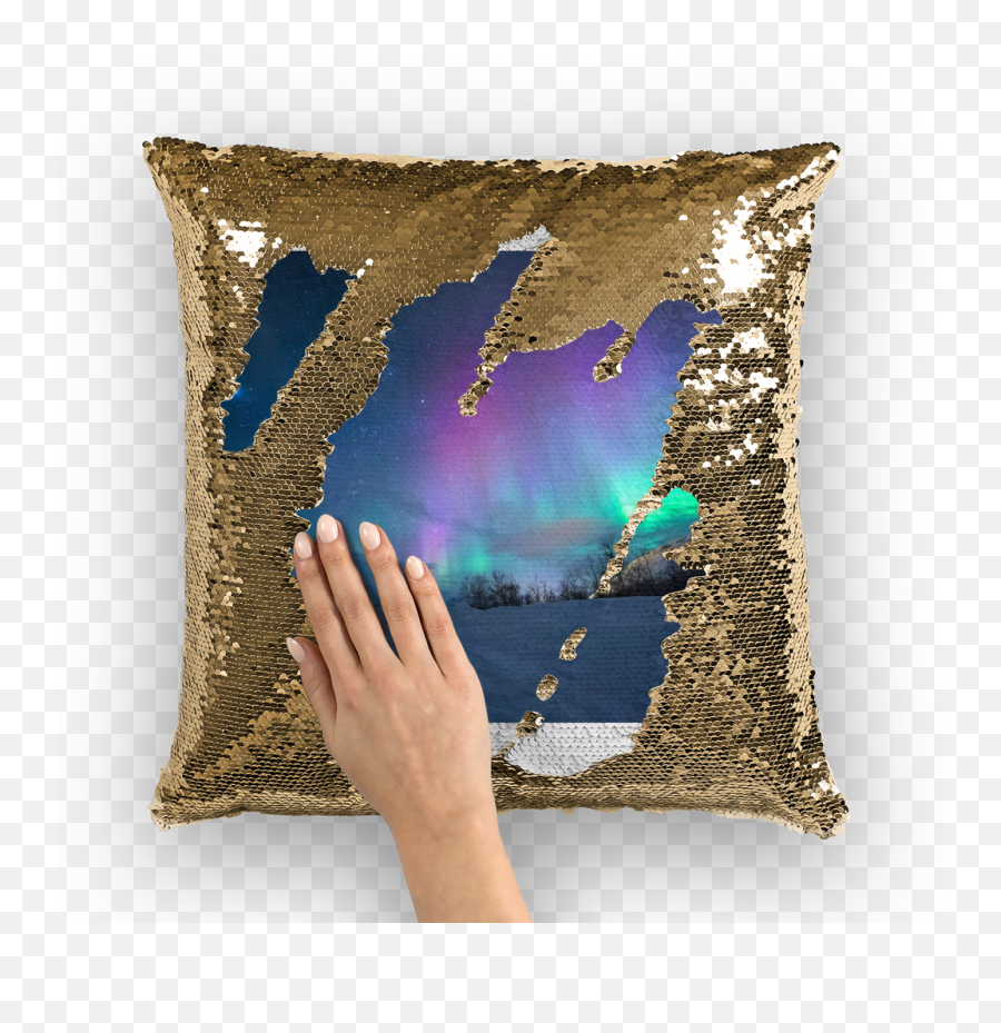 Aurora Borealis Sequin Cushion Cover - Nicolas Cage Shrek Pillow Png,Aurora Borealis Png