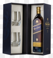Johnnie Walker Blue Label Blended Scotch Whisky U0026 Crystal Glass Gift Pack 700ml Bottle - Set png