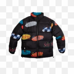 Seinfeld Multi Logo Puffer Jacket Jackets - Seinfeld Puffer Jacket Png,Seinfeld Png