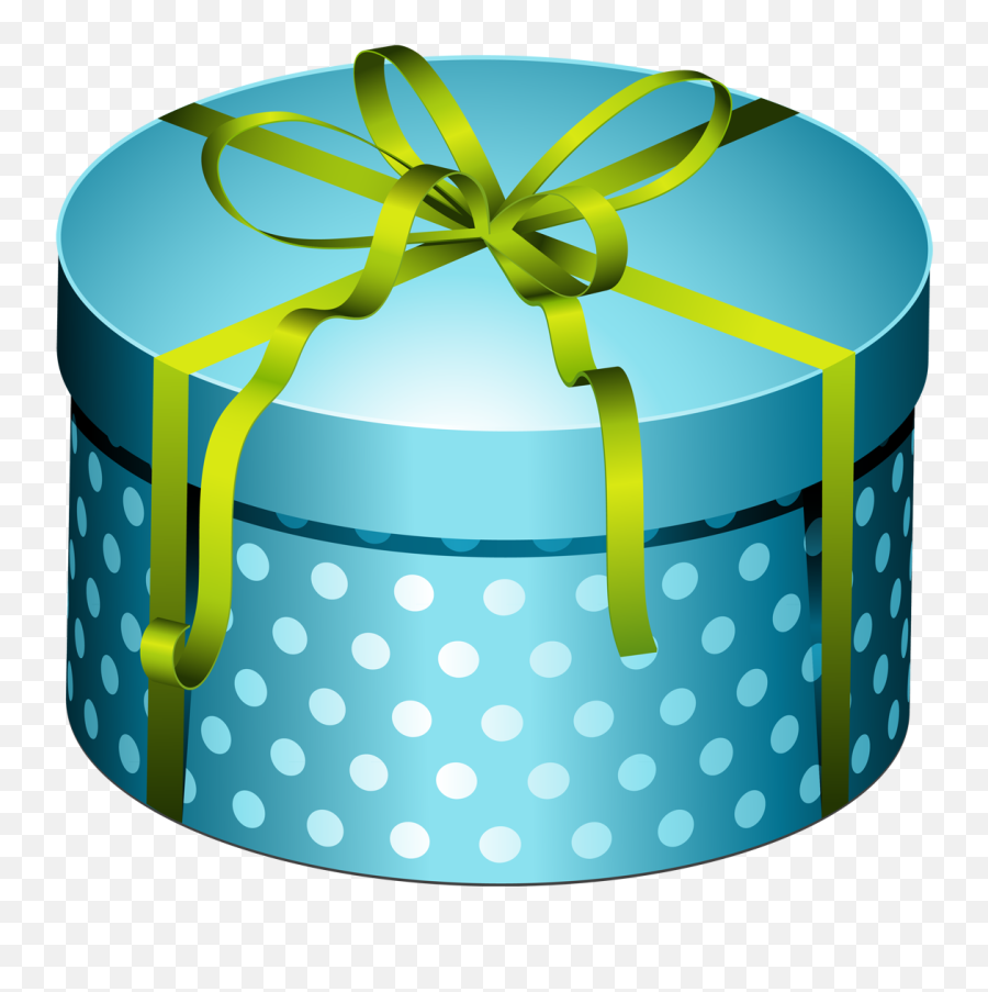 Blue Round Present With Bow Clipart - Round Gift Box Png,Present Clipart Png