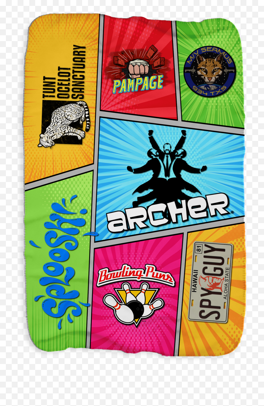 Archer Mash Up Sherpa Blanket Shop Hulu - Skateboard Deck Png,Mashup Icon Set