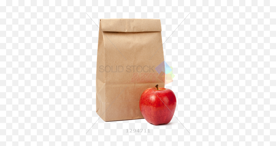Stock Photo Of Brown Bag Lunch And Red Apple - Brown Bag And Apple Png,Apple Transparent Background