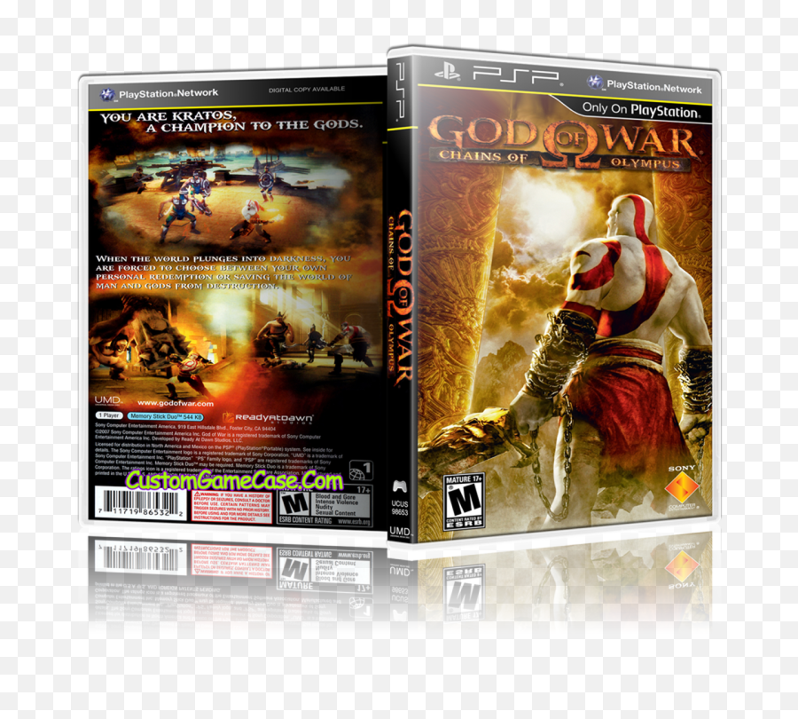 God Of War Chains The Olympus - Sony Playstation Portable Psp Empty Custom Replacement Case God Of War Chains Of Olympus Png,God Of War Transparent
