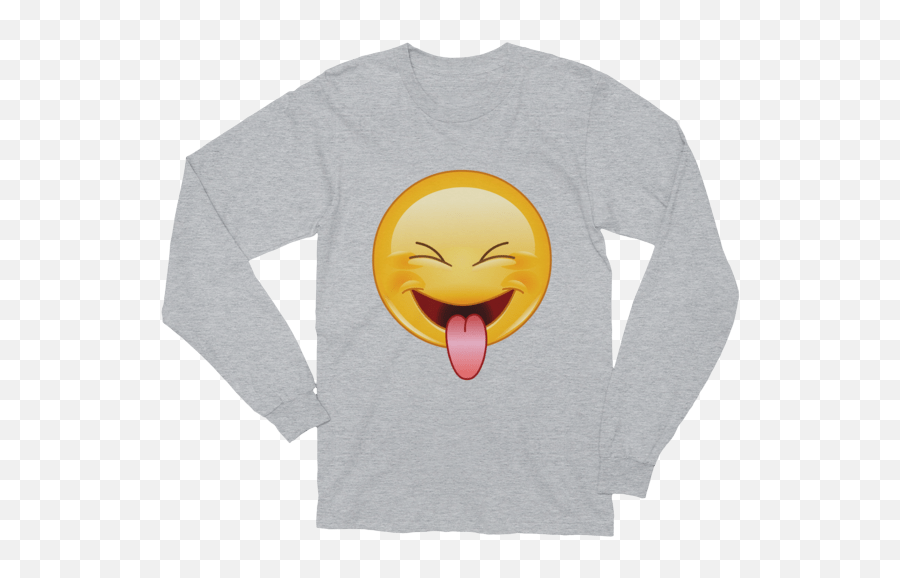 Unisex Tongue Out And Tightly Closed Eyes Emoji Long Sleeve T - Shirt Png,Eyes Emoji Transparent