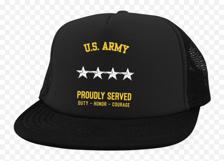 Us Army 0 - 10 Gen General 4 Star Officer Rank District Trucker Hat With Snapback Baseball Cap Png,Army Star Png
